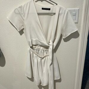 Whitefox Boutique Tie Front White Romper
